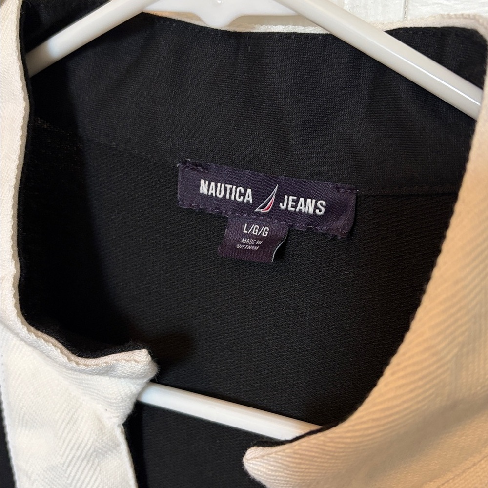 Nautica Black Sleeveless Tiered Dress with White V-Neck Trim - Picture 5 of 5